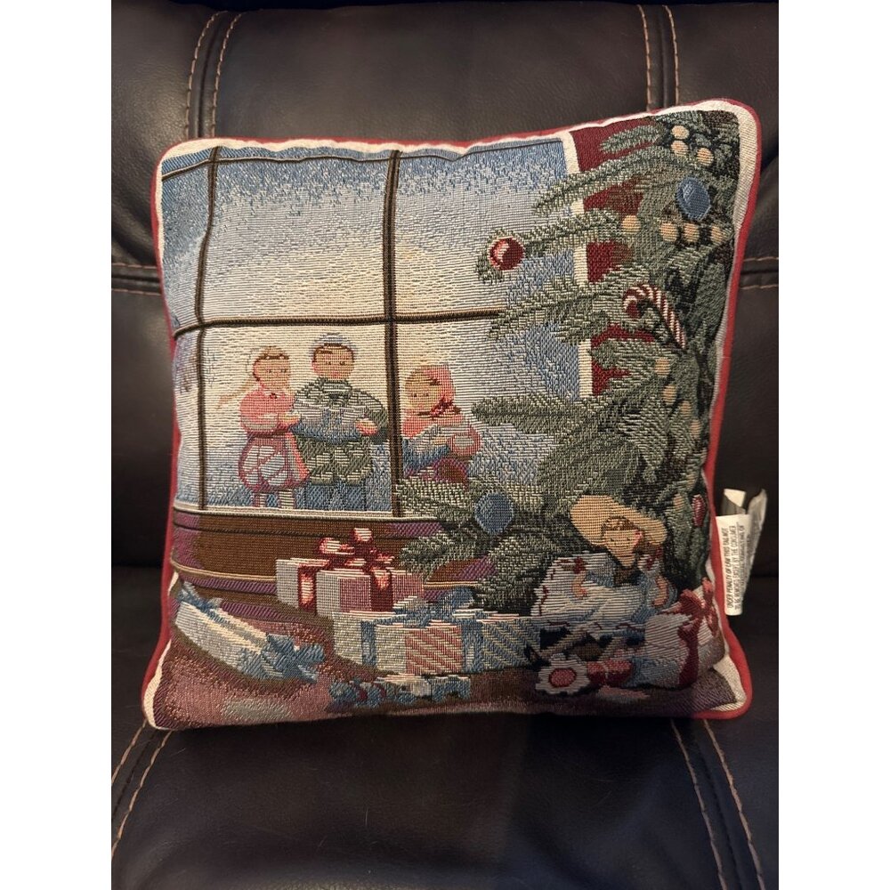 Arlee Home Fashions Christmas Tapestry Throw Pillow 12"x12" Polyester Fiber Chri